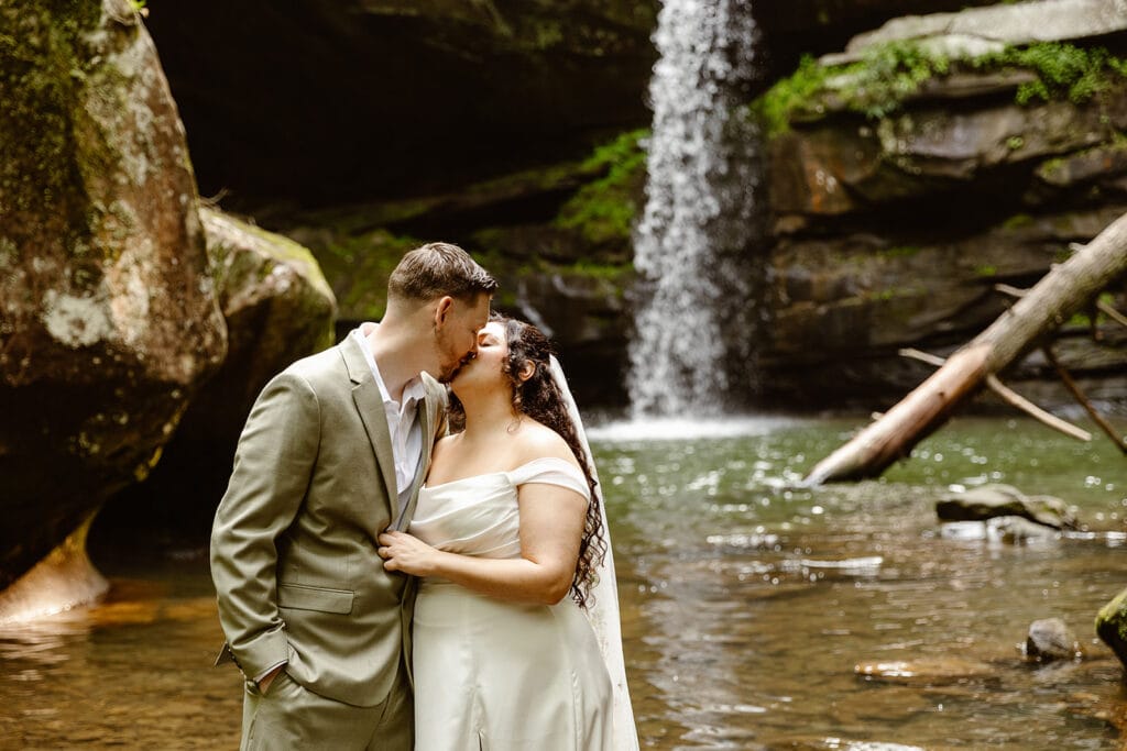 Intimate waterfall wedding in Kentucky