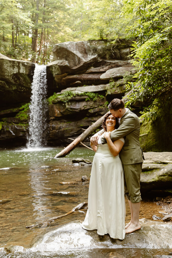 Intimate waterfall wedding in Kentucky