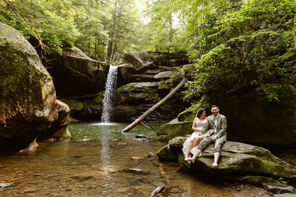 Intimate waterfall wedding in Kentucky