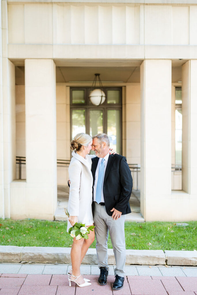 Couple eloping at Fayette County Family Court steps