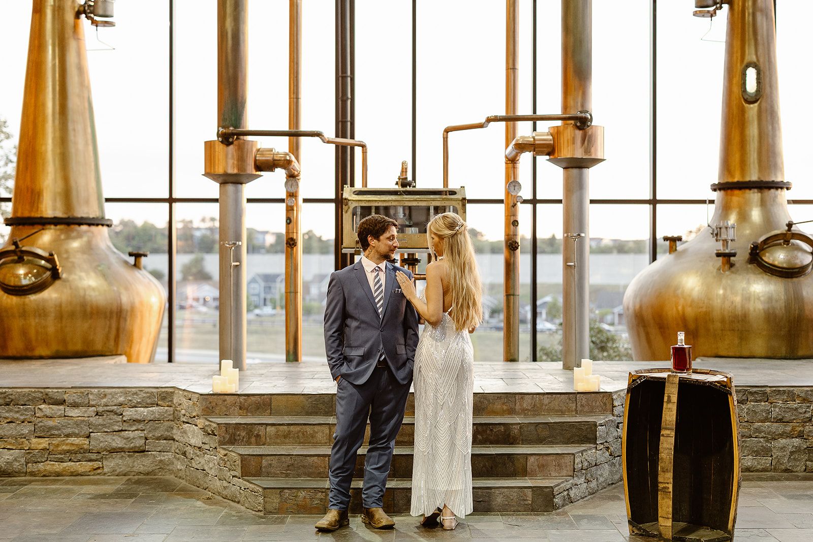 Kentucky distillery wedding with copper stills