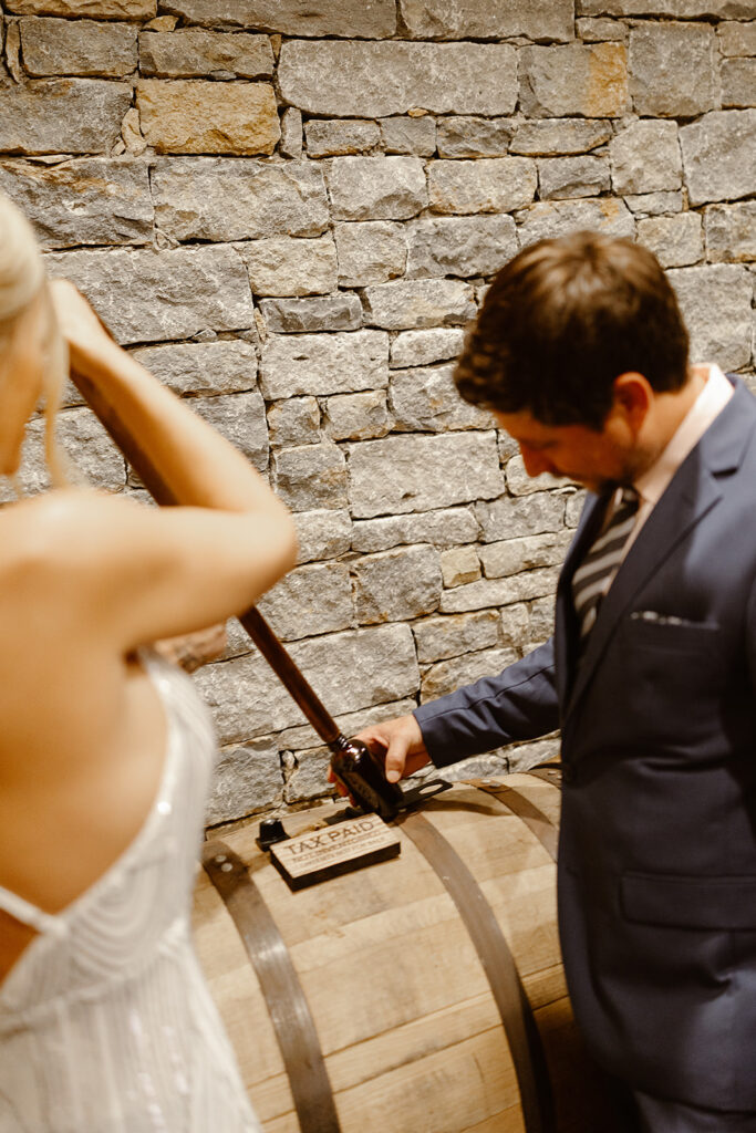 Bourbon thieving experience wedding